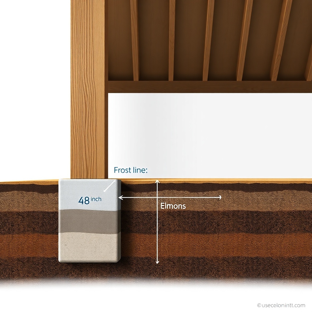 A photorealistic cross-section illustration showing a 48-inch-deep concrete footing under