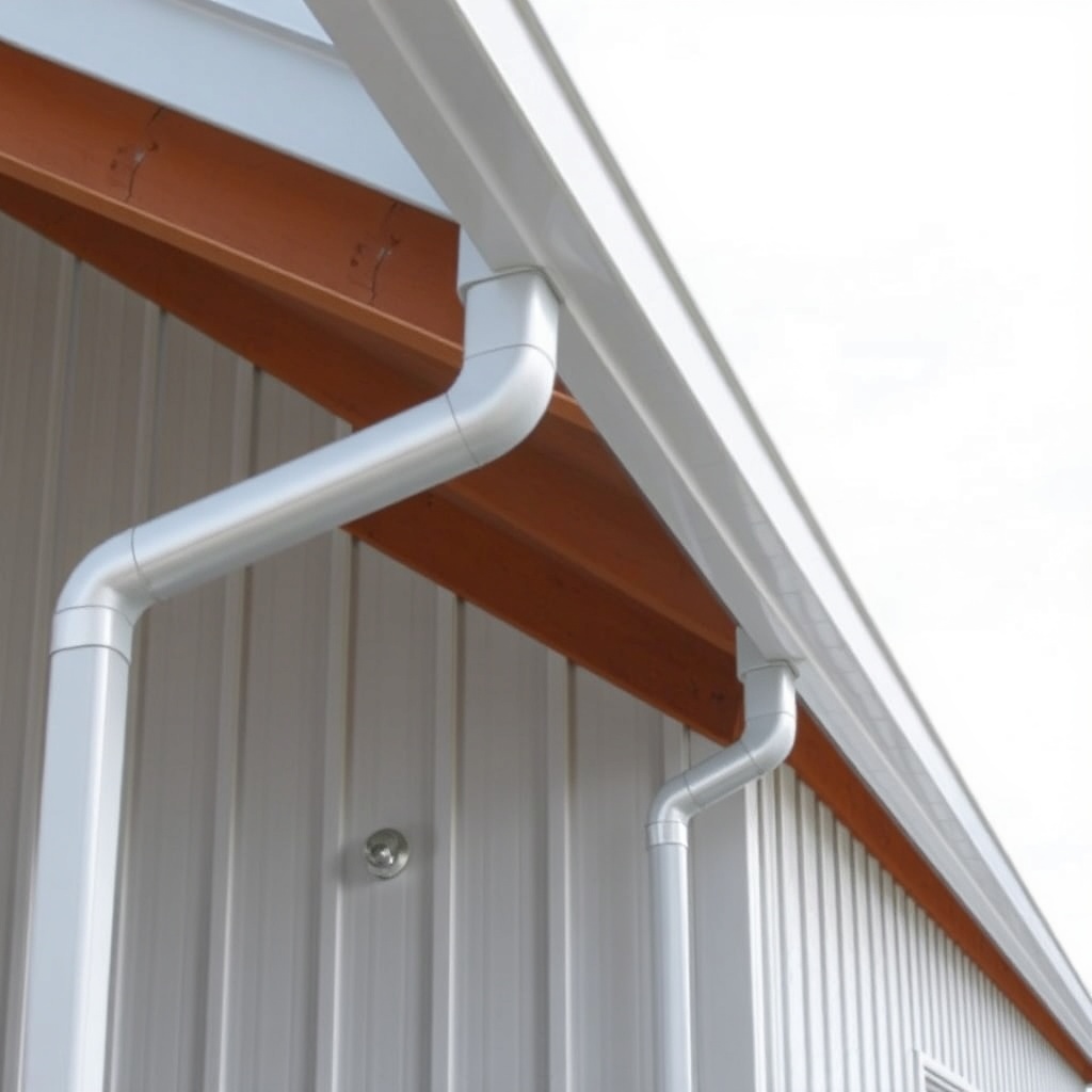 <clean photorealistic photo/illustration of a Morton 50x80 pole barn showing the K‑style a