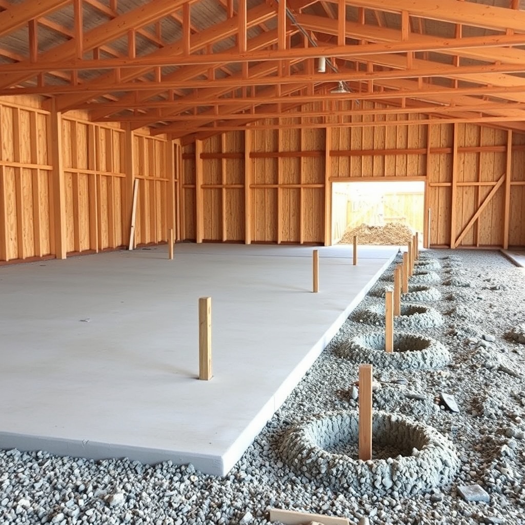 A Wick 40x60 pole barn under construction