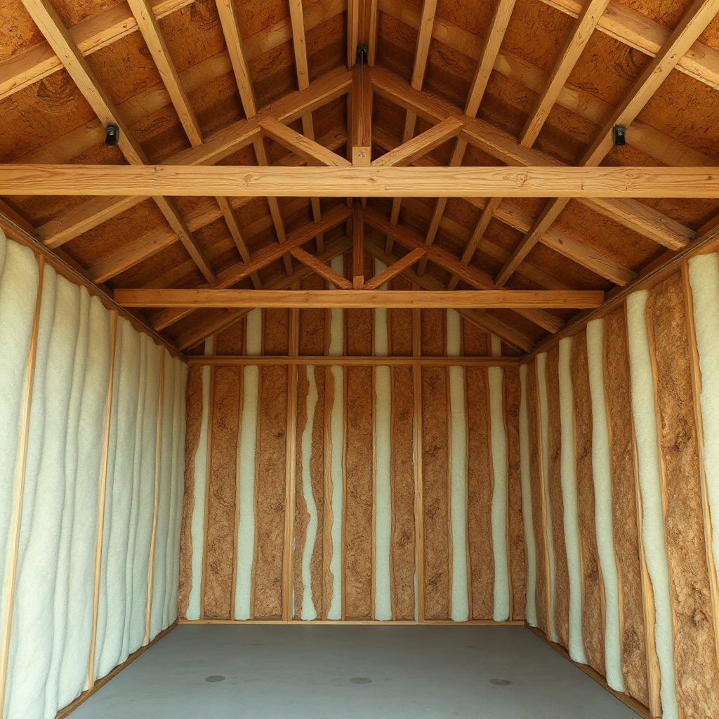 <clean photorealistic photo showing the interior of a Wick 40x60 building with exposed cei