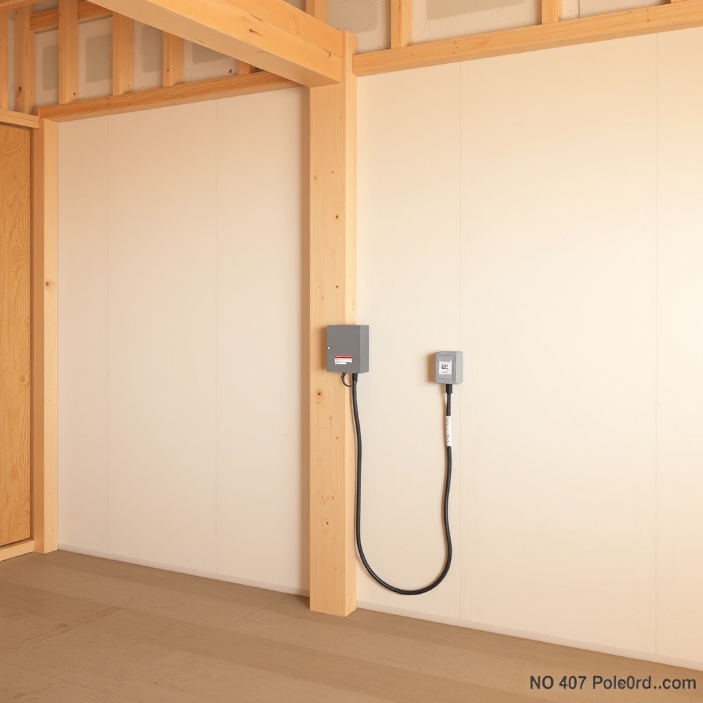 A clean photorealistic photo showing a finished interior wall in a 40x60 pole barn
