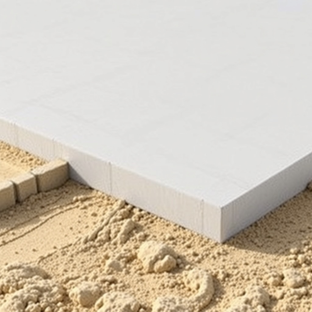 <clean photorealistic photo/illustration of a Wick Buildings 40x60 concrete slab being pou